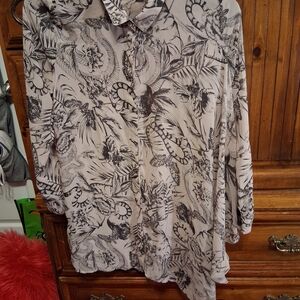 H&M Divided Black and Tan Patterned Blouse With Snakes And Skulls